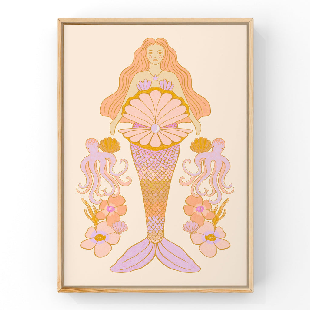 Pearl the Mermaid by Little Peach & Pip | Art Print Art Prints Little Peach + Pip 