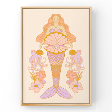 Pearl the Mermaid by Little Peach & Pip | Art Print Art Prints Little Peach + Pip 
