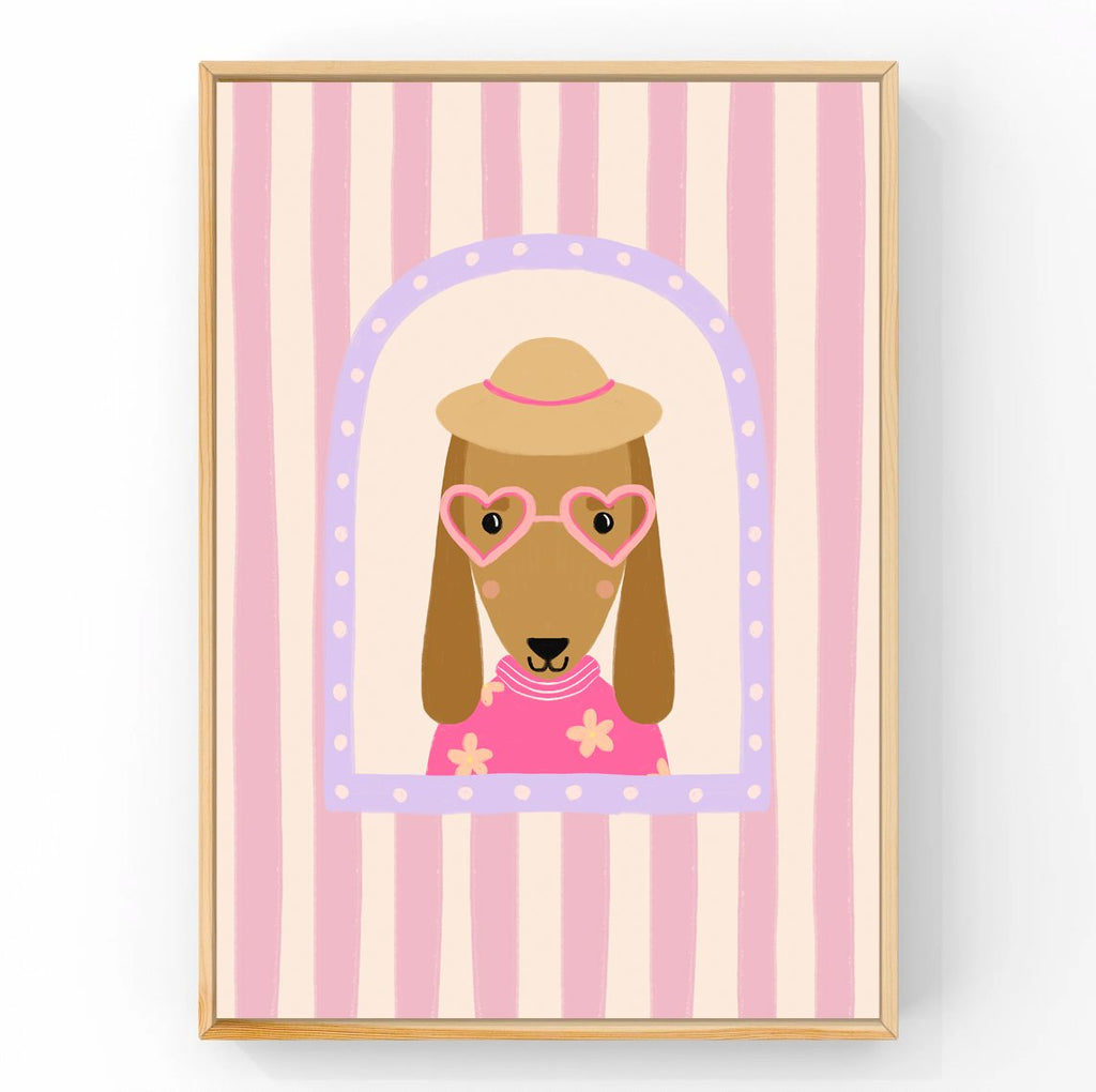 Penelope Pink Dachshund | Kids Decor | Art Print Art Prints Little Peach + Pip 