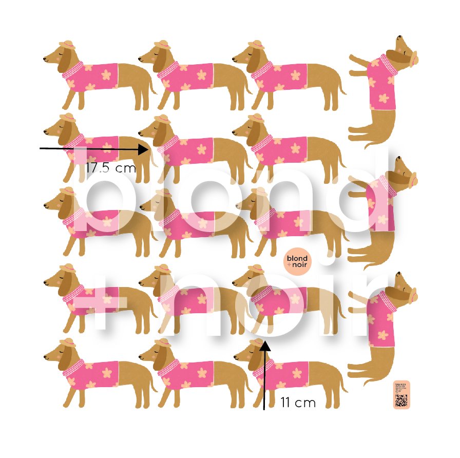 Penelope Sausage Dog | Dachshund Wall Decals Wall Decals Blond + Noir 