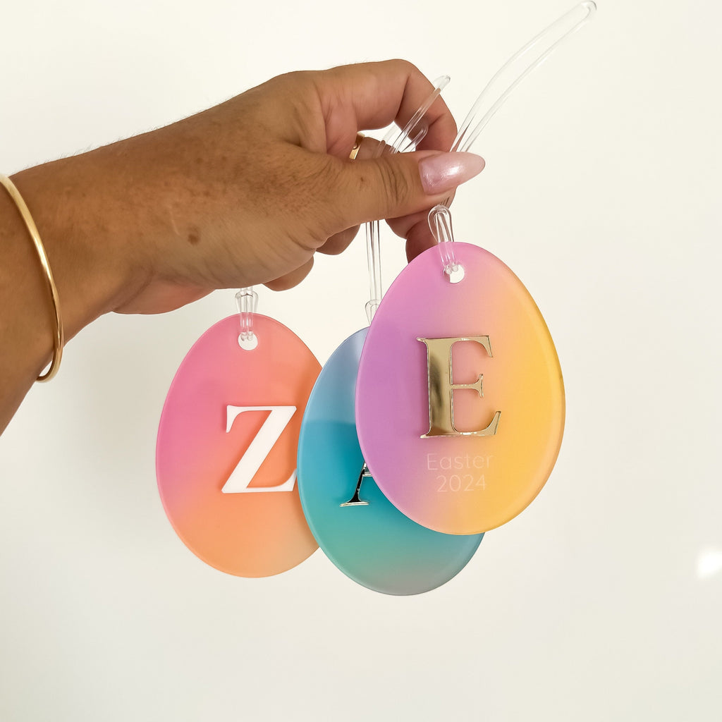 Personalised Egg Gift Tag | Easter Decoration Acrylic Name Letterly Australia 
