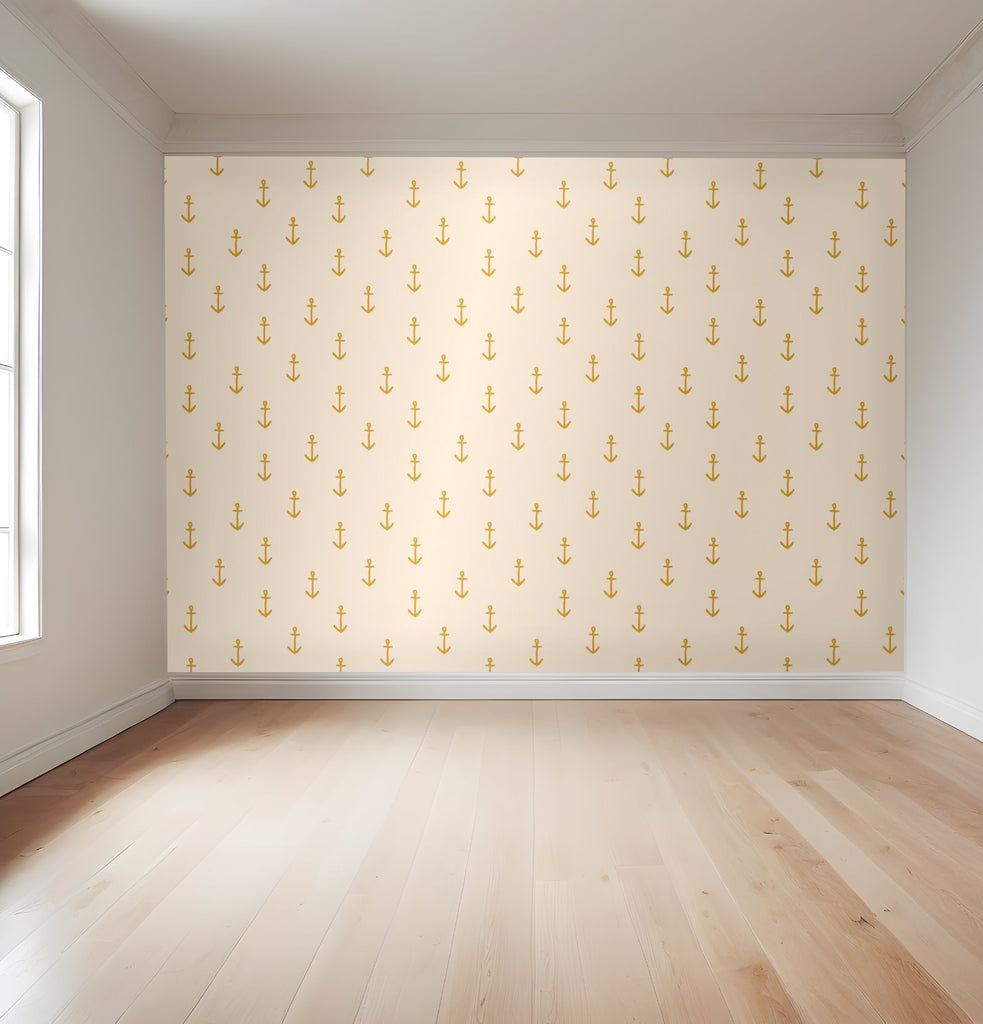 Pirate Anchors | Full & Half Wall Wallpaper Wallpaper Blond + Noir 