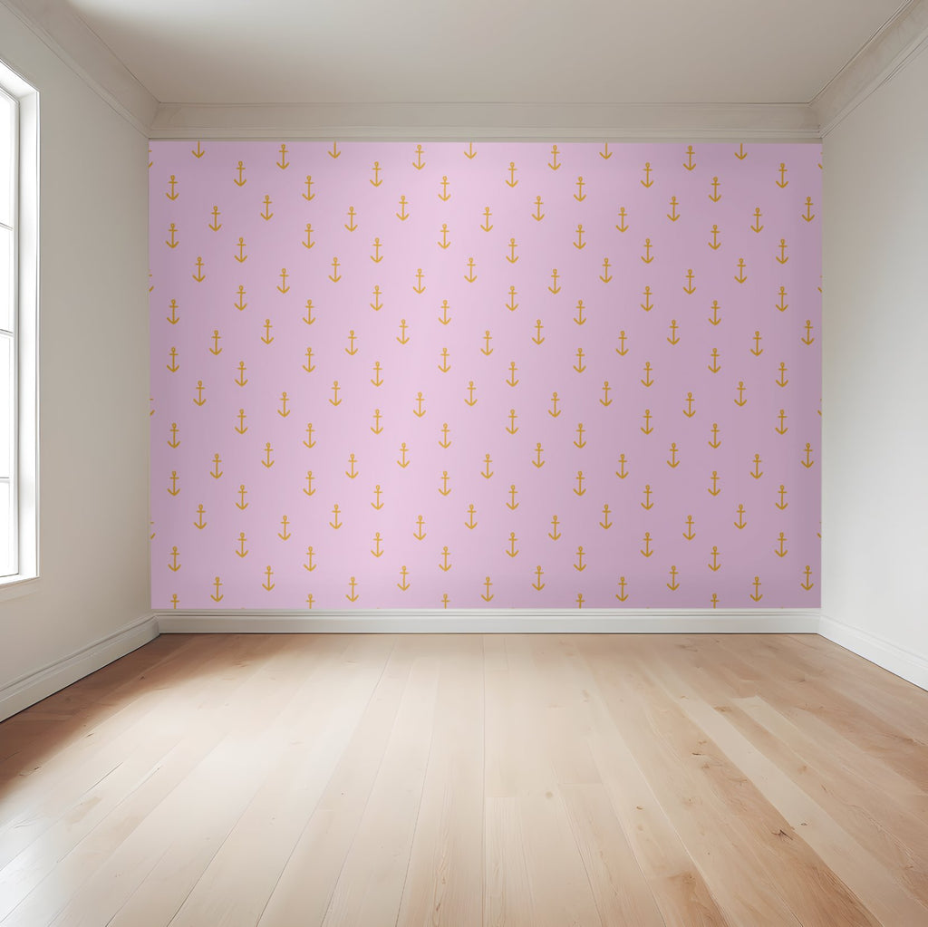 Pirate Anchors | Full & Half Wall Wallpaper Wallpaper Blond + Noir 