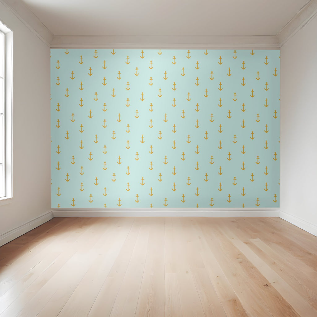 Pirate Anchors | Full & Half Wall Wallpaper Wallpaper Blond + Noir 