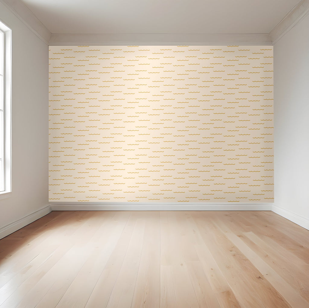 Pirate Waves | Full & Half Wall Wallpaper Wallpaper Blond + Noir 