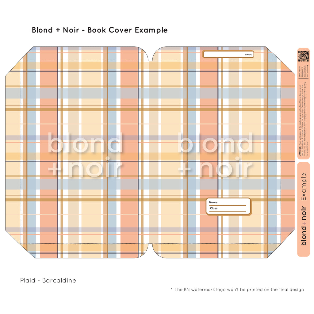 Plaid | Pre-cut Book Covers | Customisable Back to School Supplies Back to school Blond + Noir 