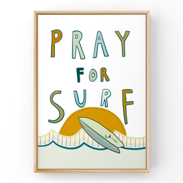 Pray for SURF (Blue) by Little Peach & Pip | Art Print Art Prints Little Peach + Pip 