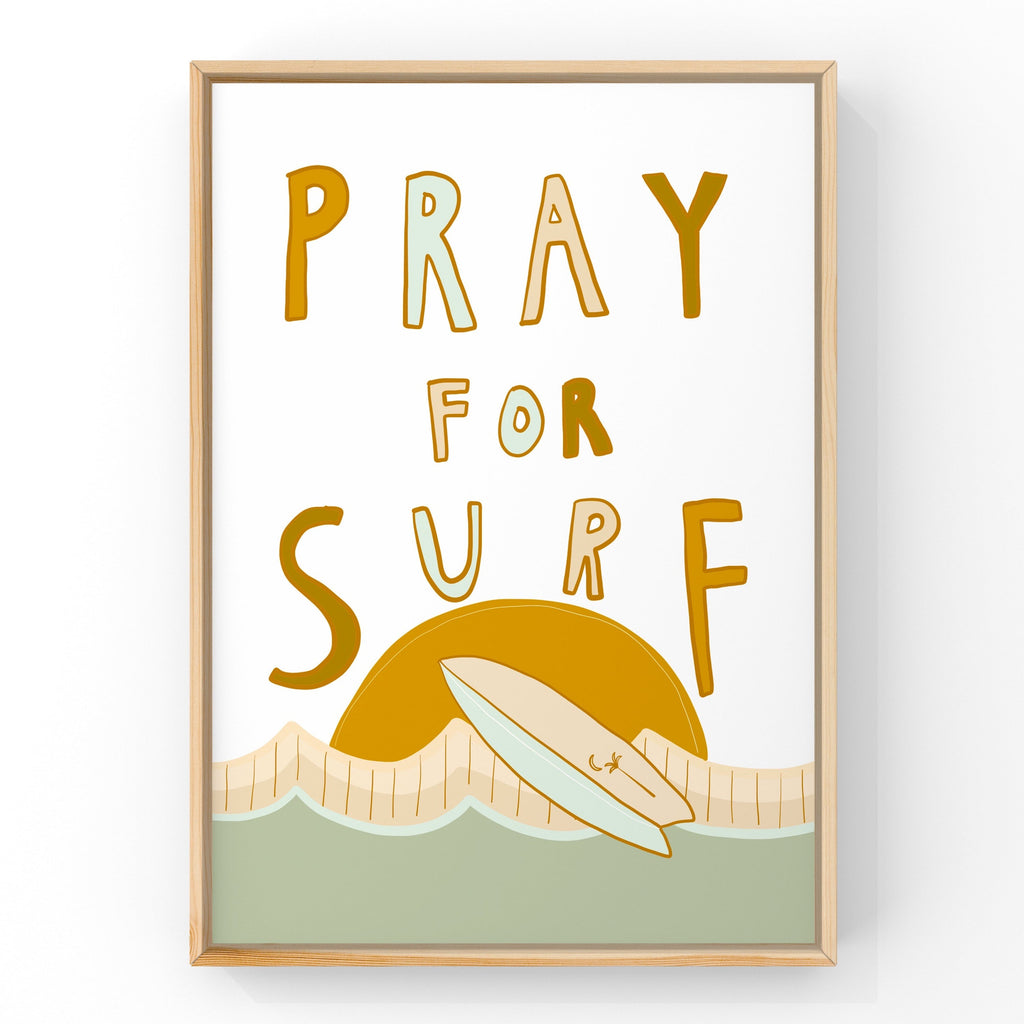 Pray for Surf (Retro) by Little Peach & Pip | Art Print Art Prints Little Peach + Pip 