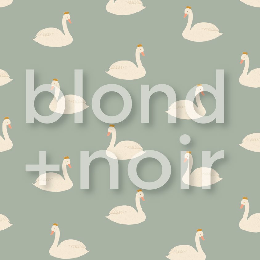 Princess Swan | Full & Half Wall Wallpaper Wallpaper Blond + Noir 