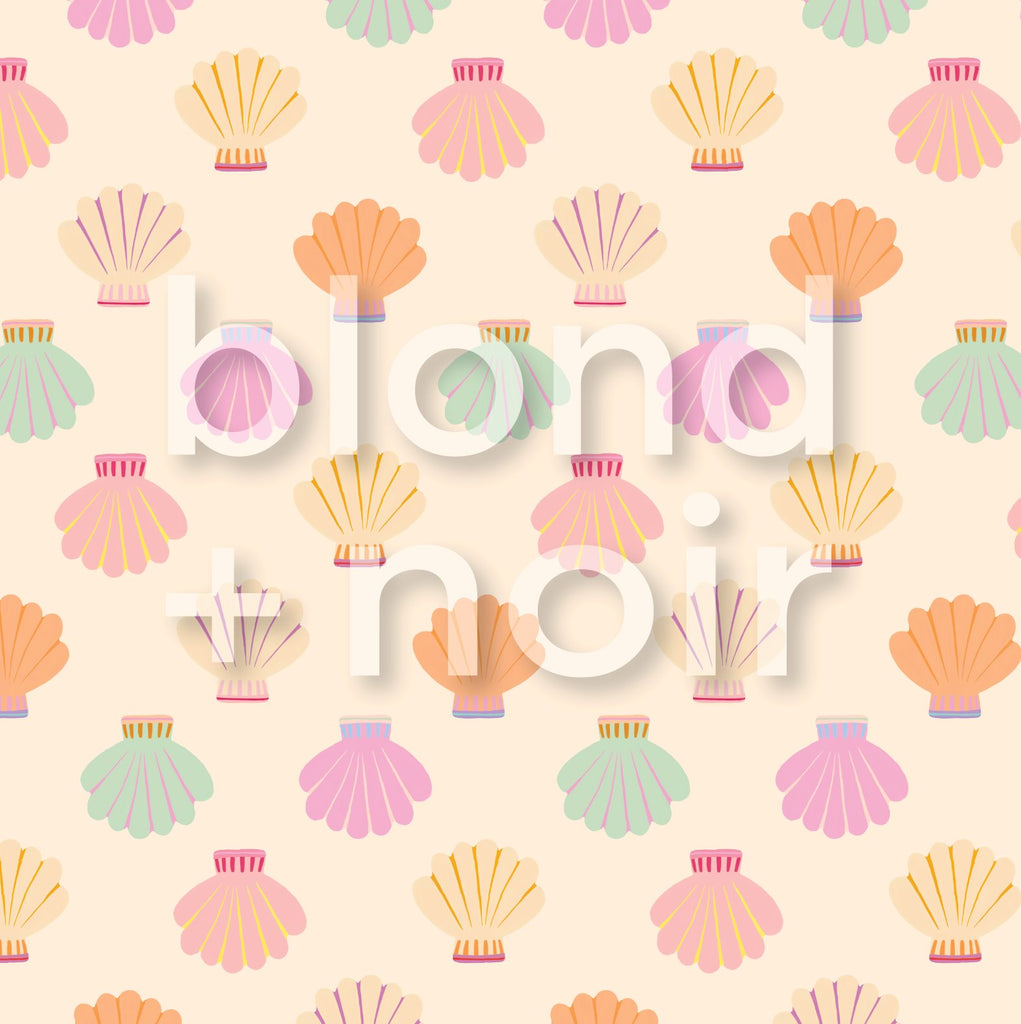 Rainbow Shells | Full & Half Wall Wallpaper Wallpaper Blond + Noir 