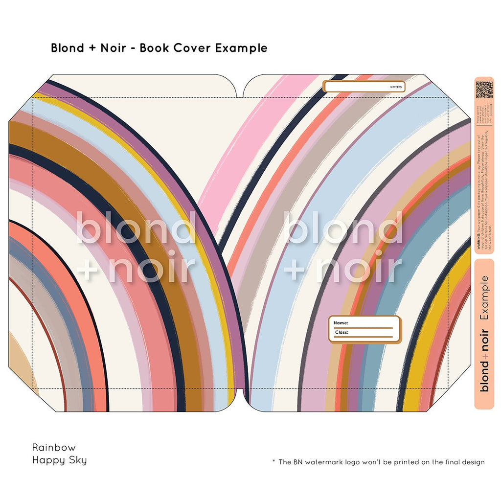 Rainbows | Pre-cut Book Covers | Customisable Back to School Supplies Back to school Blond + Noir 