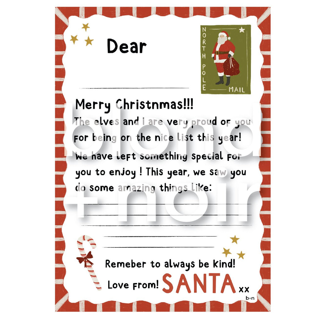 Reply Letter from Santa - Christmas Eve Letter for kids – Free Kids Printable Blond + Noir Pre Filled Message 