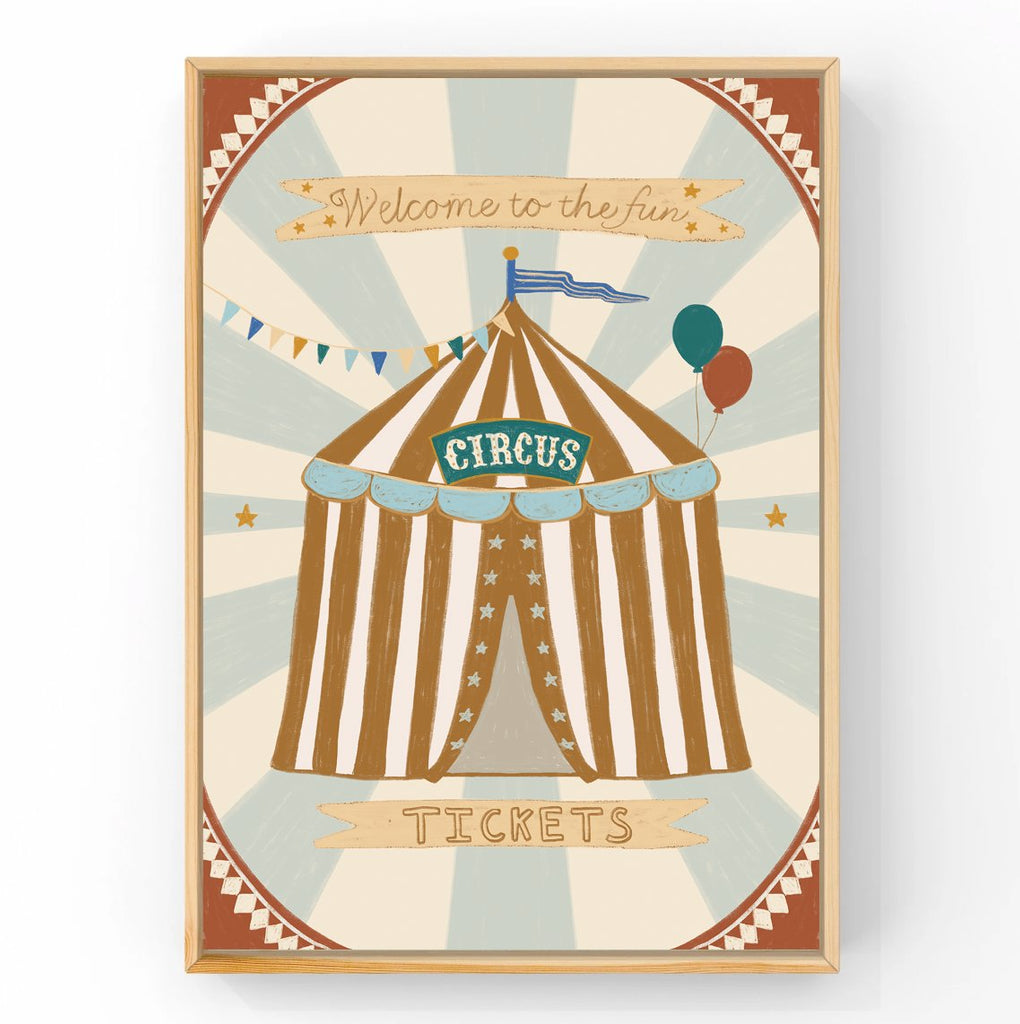 Retro Circus Big Top - Welcome to the FUN | Kids Decor | Art Print Art Prints Little Peach + Pip 