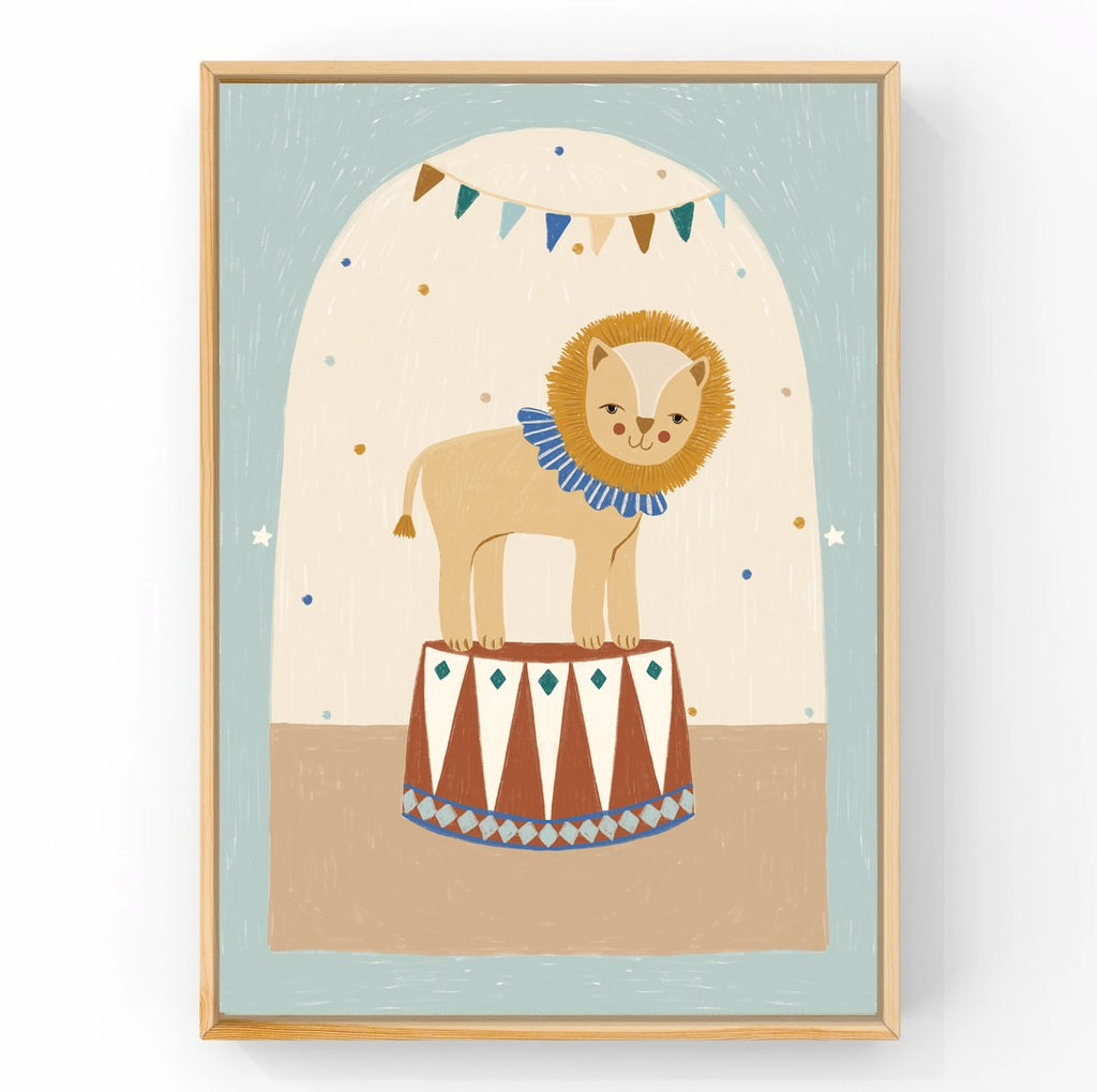 Retro Circus Lion | Kids Decor | Art Print Art Prints Little Peach + Pip 