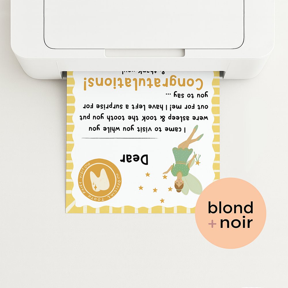 Return Letter from the Tooth Fairy – Free Kids Printable Blond + Noir 