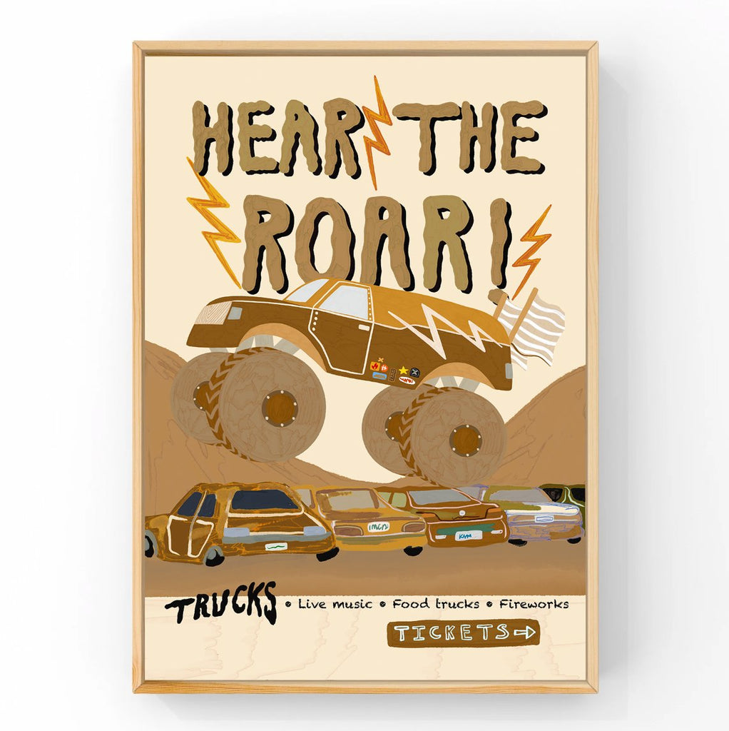 Roar Poster - Fourby | Big Truck Kids Art Print Art Prints Little Peach + Pip 
