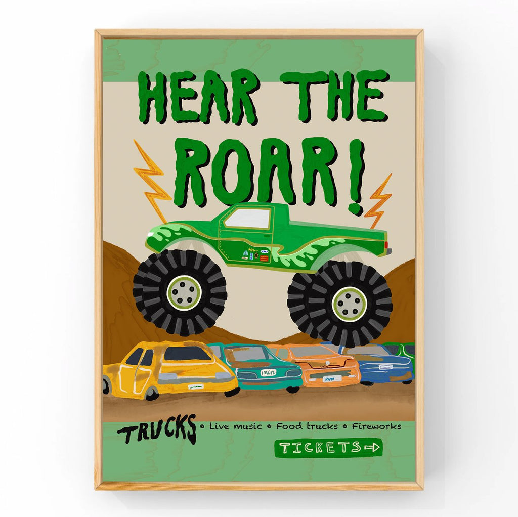 Roar Poster - Green | Big Truck Kids Art Print Art Prints Little Peach + Pip 
