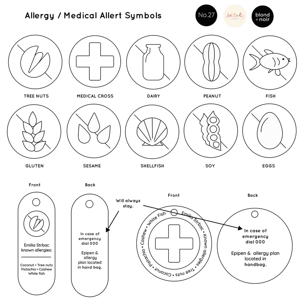 Round Allergy Tag | Medical Alert | Custom Key or Bag Tag Acrylic Name Letterly Australia 