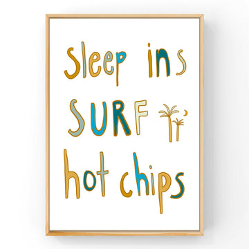 Sleep in & Surf (Blue) by Little Peach & Pip | Art Print Art Prints Little Peach + Pip 