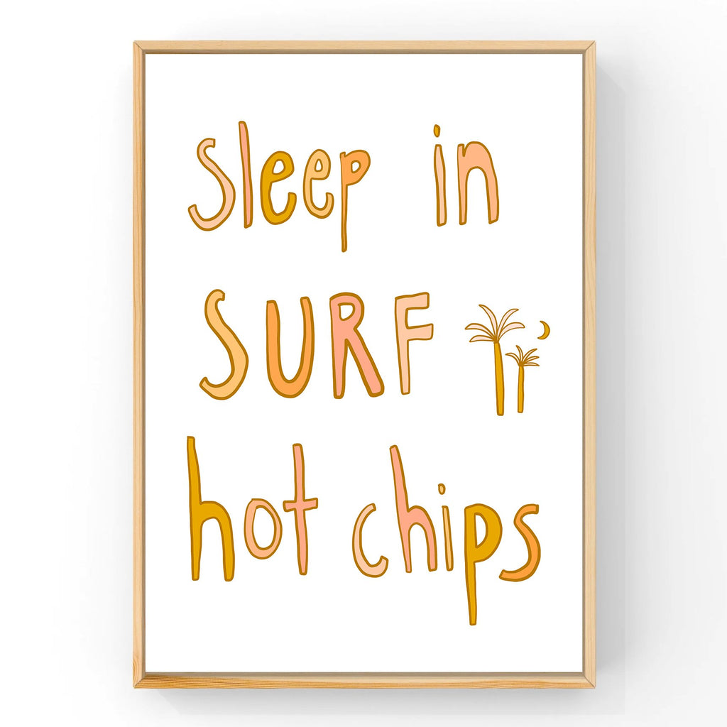 Sleep in & Surf (Pink) by Little Peach & Pip | Art Print Art Prints Little Peach + Pip 