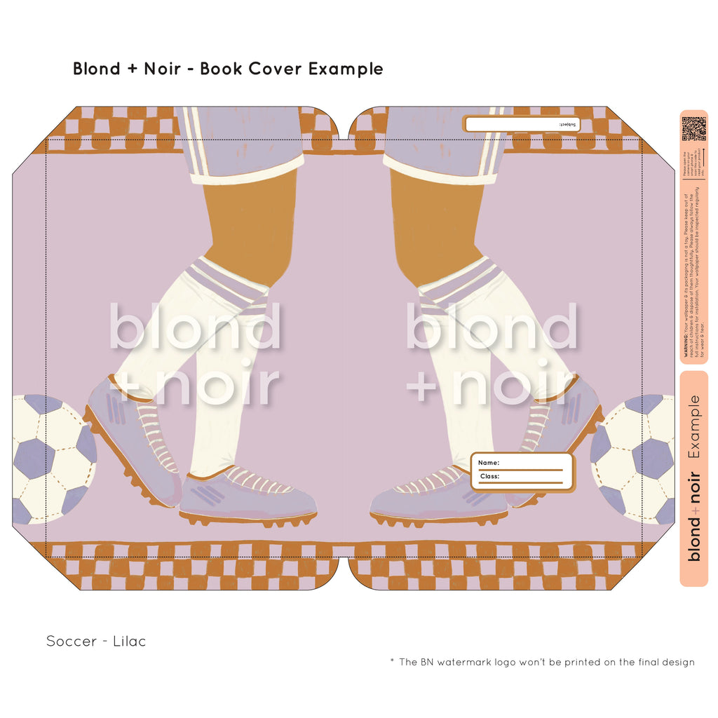 Soccer | Pre-cut Book Covers | Customisable Back to School Supplies Back to school Blond + Noir 