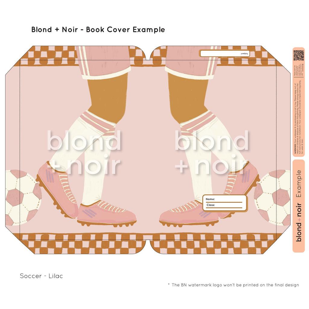 Soccer | Pre-cut Book Covers | Customisable Back to School Supplies Back to school Blond + Noir 