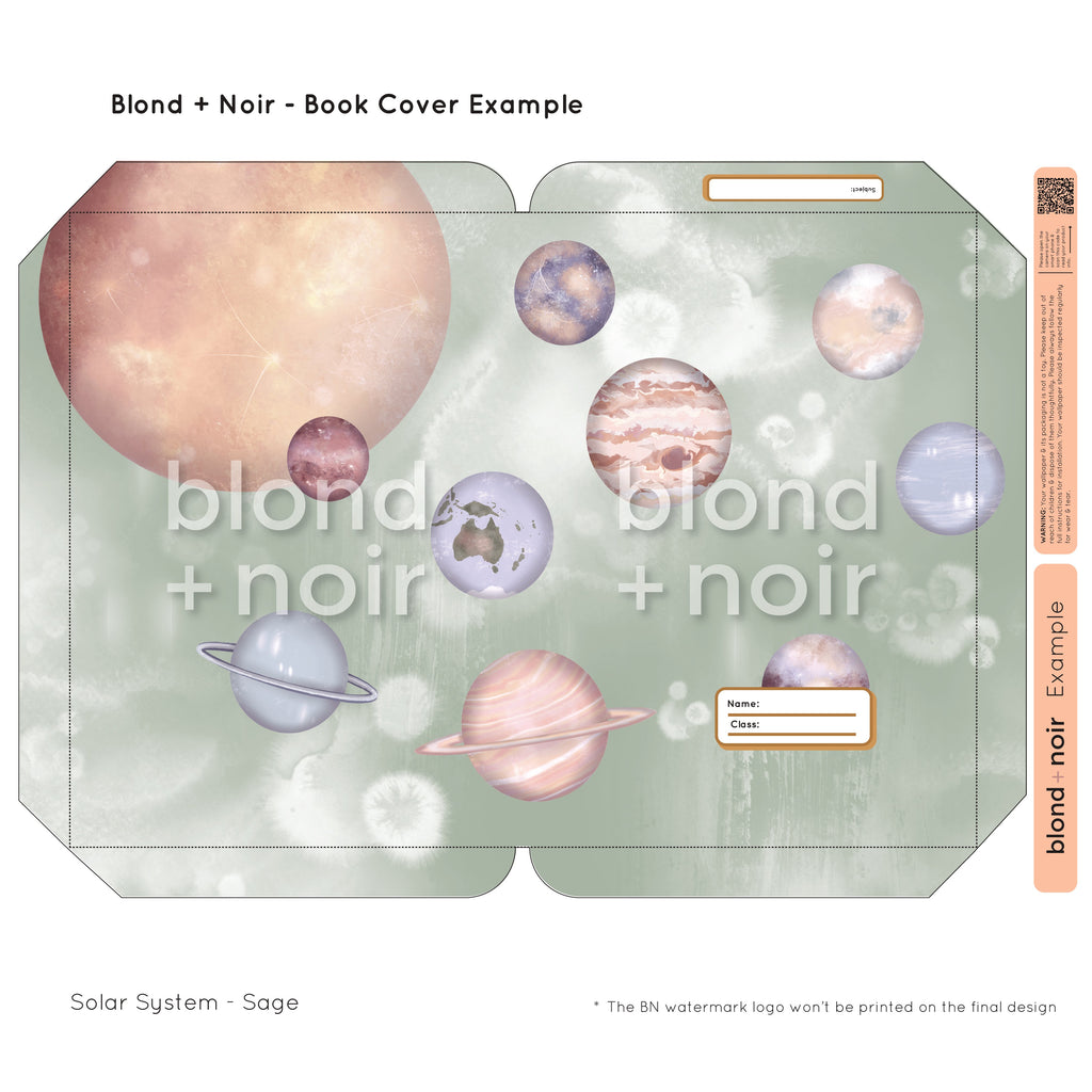 Solar | Pre-cut Book Covers | Customisable Back to School Supplies Back to school Blond + Noir 