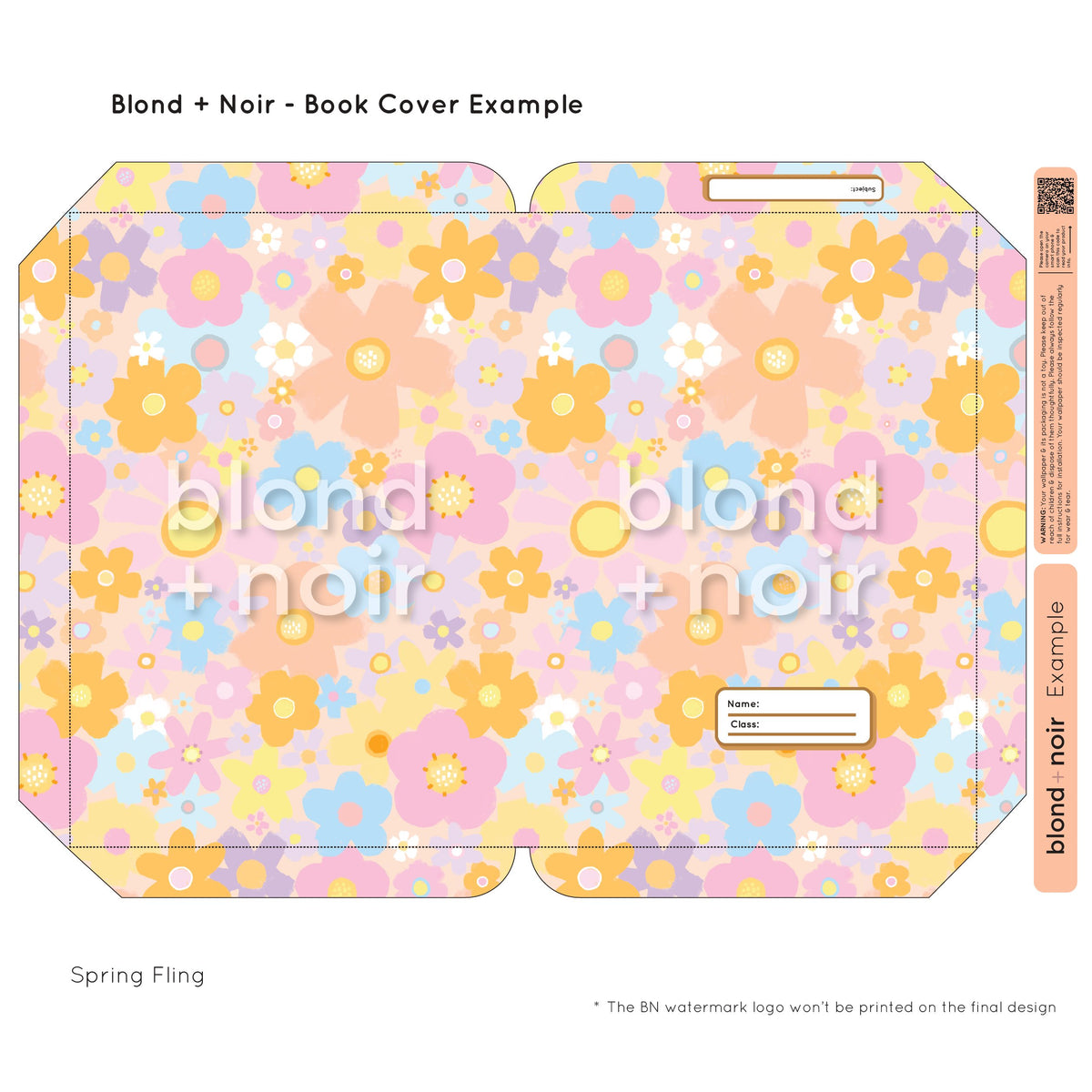 Spring Fling | Pre-cut Book Covers | Customisable Back to School Suppl ...