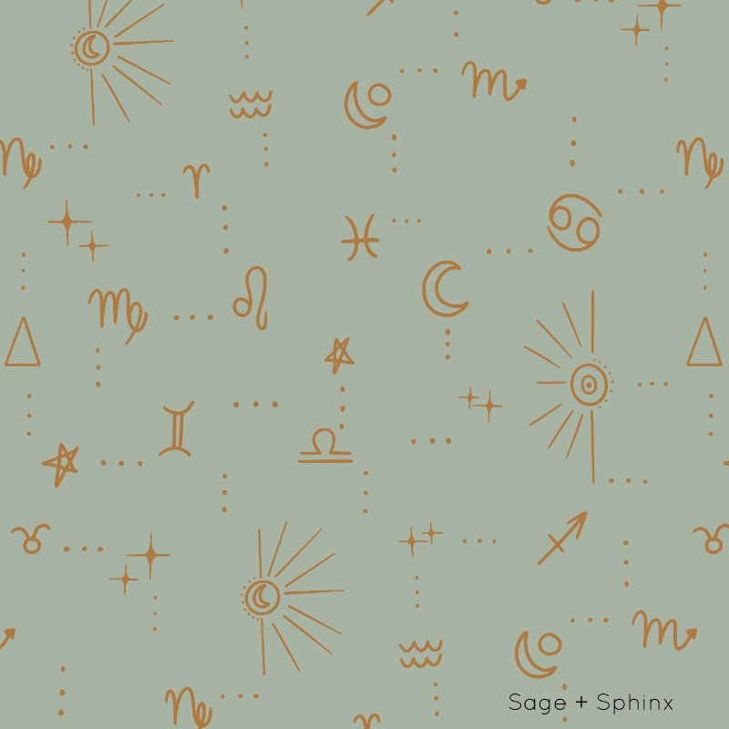 Star Signs | Full & Half Wall Wallpaper Wallpaper Blond + Noir 