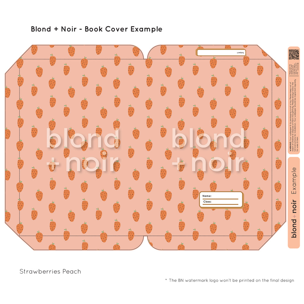 Strawberries | Pre-cut Book Covers | Customisable Back to School Supplies Back to school Blond + Noir 