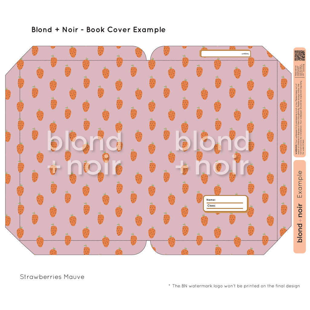 Strawberries | Pre-cut Book Covers | Customisable Back to School Supplies Back to school Blond + Noir 