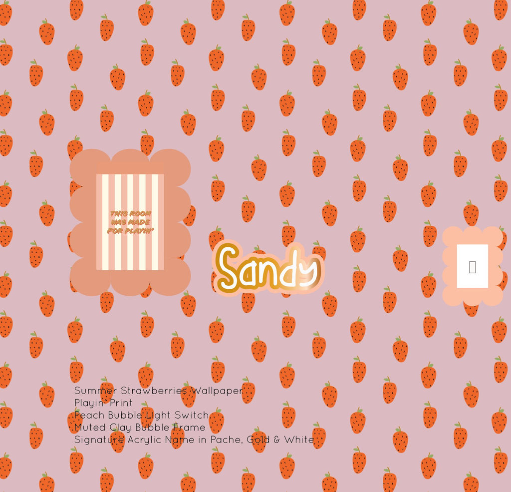 Summer Strawberries | Full & Half Wall Wallpaper Wallpaper Blond + Noir 