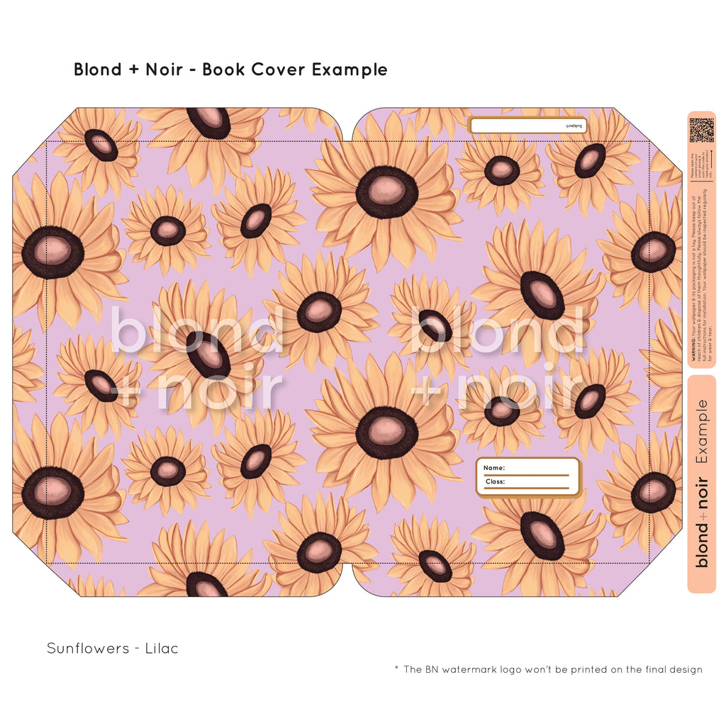 Sunflowers | Pre-cut Book Covers | Customisable Back to School Supplies Back to school Blond + Noir 