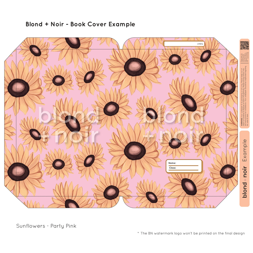 Sunflowers | Pre-cut Book Covers | Customisable Back to School Supplies Back to school Blond + Noir 