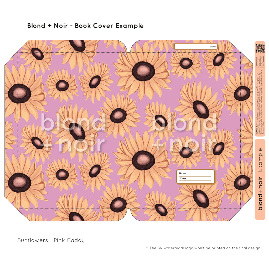 Sunflowers | Pre-cut Book Covers | Customisable Back to School Supplies Back to school Blond + Noir 