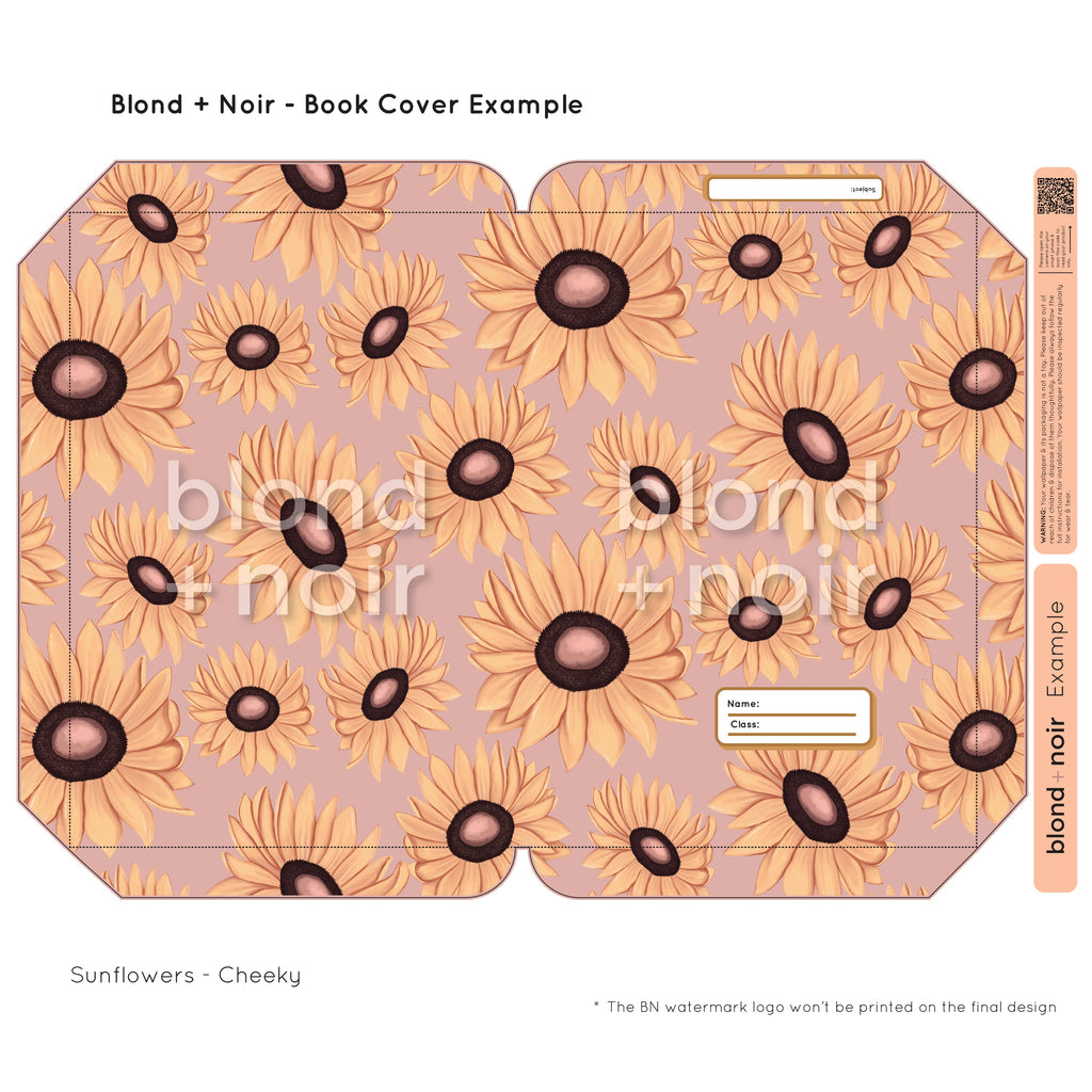 Sunflowers | Pre-cut Book Covers | Customisable Back to School Supplies Back to school Blond + Noir 