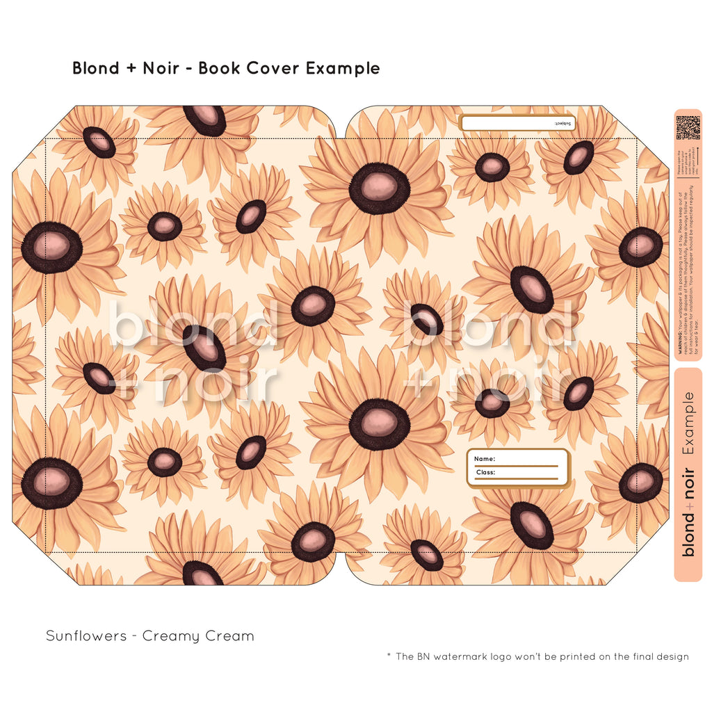 Sunflowers | Pre-cut Book Covers | Customisable Back to School Supplies Back to school Blond + Noir 