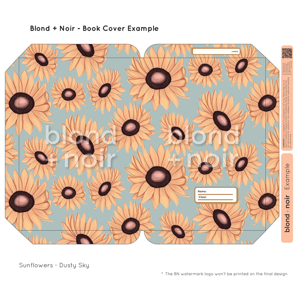 Sunflowers | Pre-cut Book Covers | Customisable Back to School Supplies Back to school Blond + Noir 