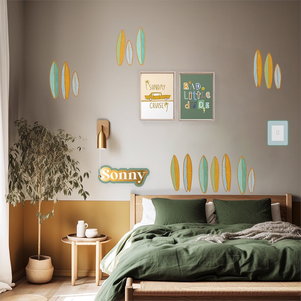 Surfboard Blues by Little Peach & Pip | Wall Decals Wall Decals Little Peach + Pip 