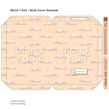 Swan Florals | Pre-cut Book Covers | Customisable Back to School Supplies Back to school Blond + Noir 
