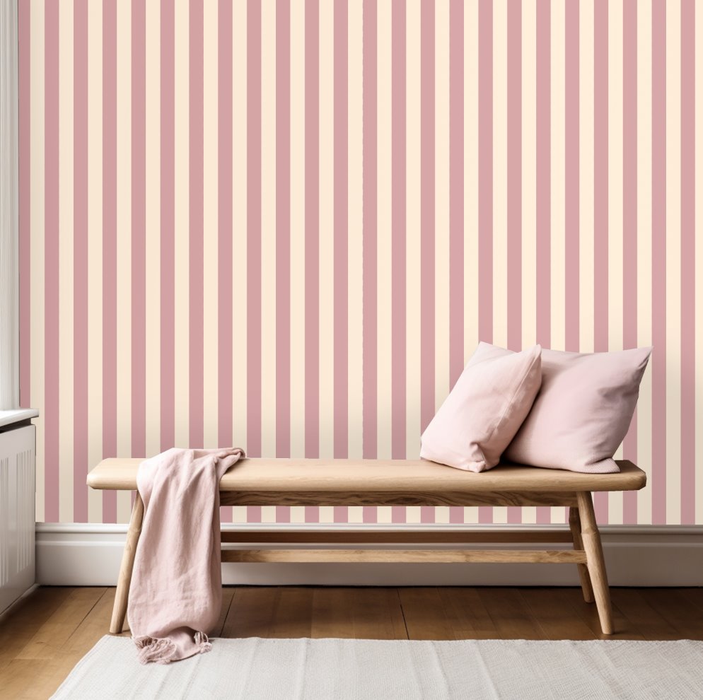 Thin Stripes | Full & Half Wall Wallpaper Wallpaper Blond + Noir 