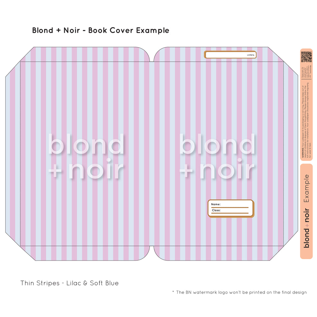 Thin Stripes | Pre-cut Book Covers | Customisable Back to School Supplies Back to school Blond + Noir 