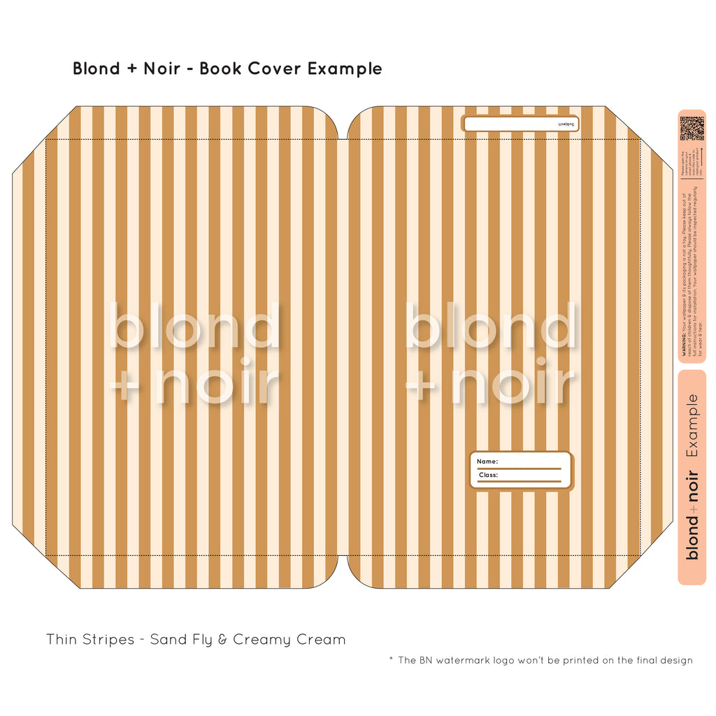 Thin Stripes | Pre-cut Book Covers | Customisable Back to School Supplies Back to school Blond + Noir 