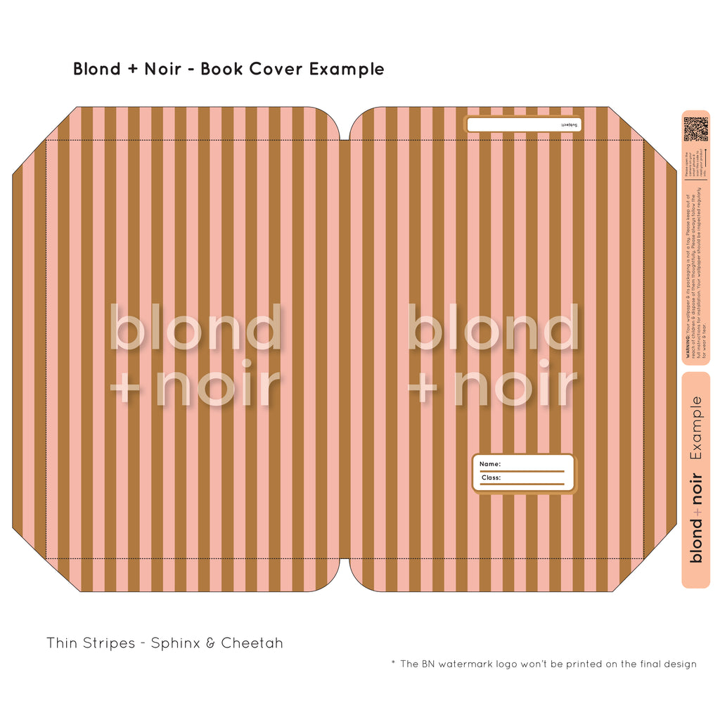 Thin Stripes | Pre-cut Book Covers | Customisable Back to School Supplies Back to school Blond + Noir 