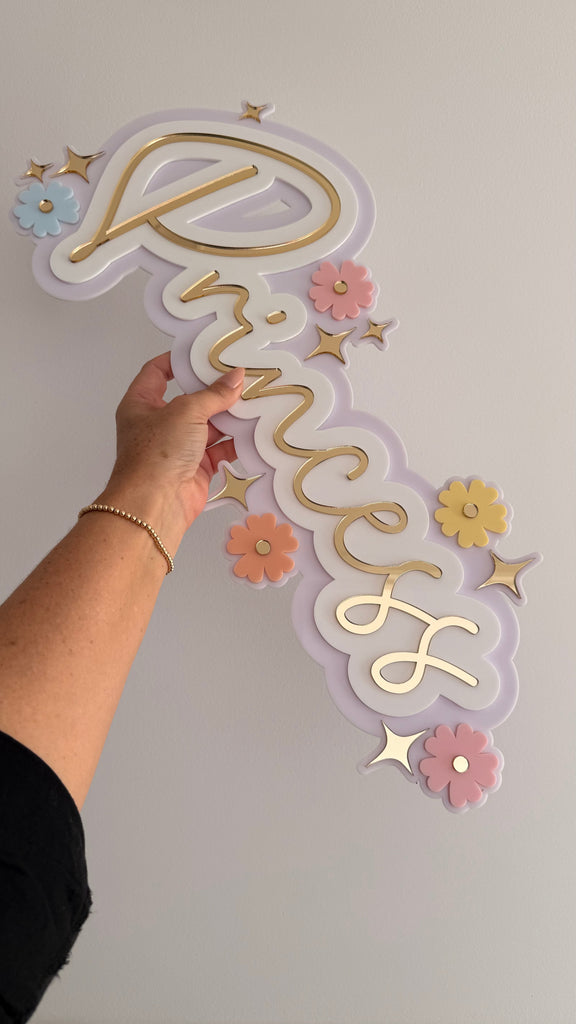 Triple Layer Princess | Custom Acrylic Name Acrylic Name Letterly Australia 
