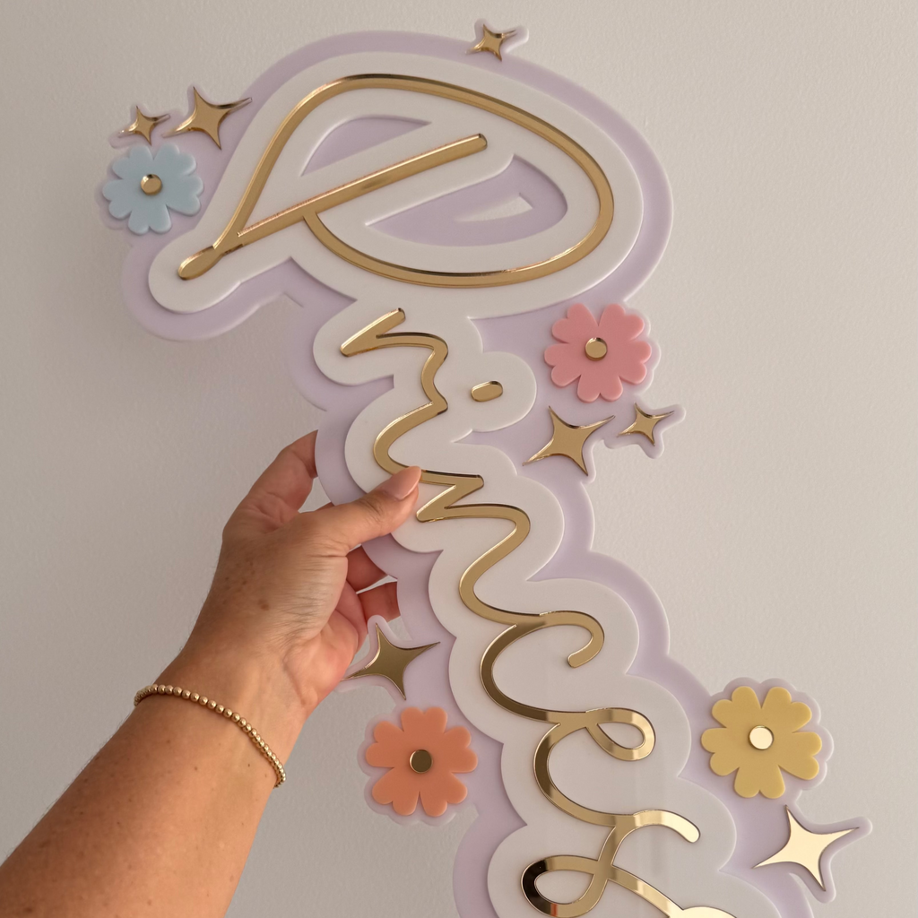 Triple Layer Princess | Custom Acrylic Name Acrylic Name Letterly Australia 