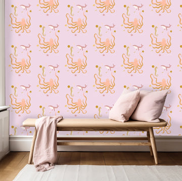 Under the Sea Lavender by Little Peach & Pip | Wallpaper Wallpaper Blond + Noir 