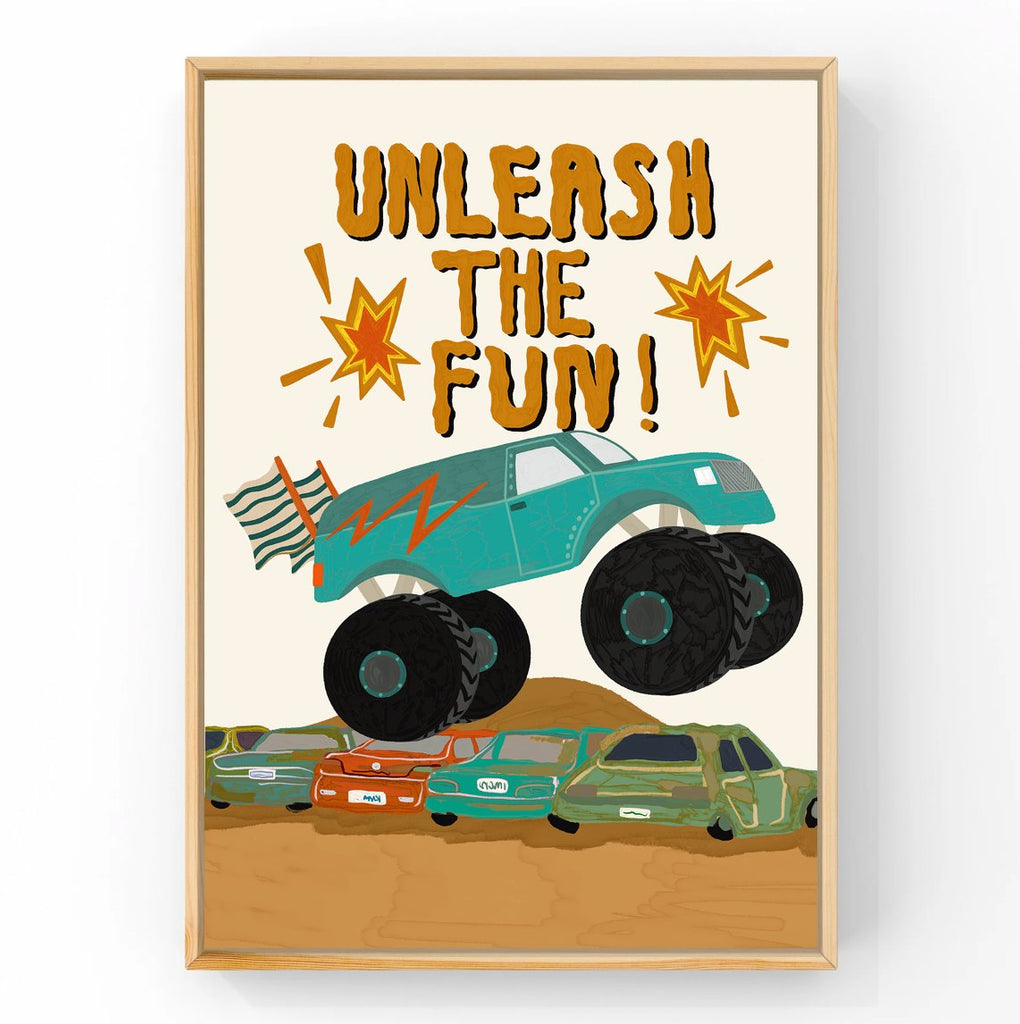 Unleash the Fun | Big Truck Kids Art Print Art Prints Little Peach + Pip 