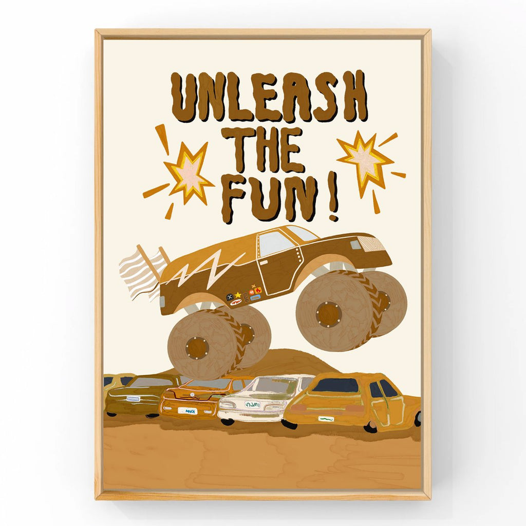 Unleash the Fun - Neutral | Big Truck Kids Art Print Art Prints Little Peach + Pip 