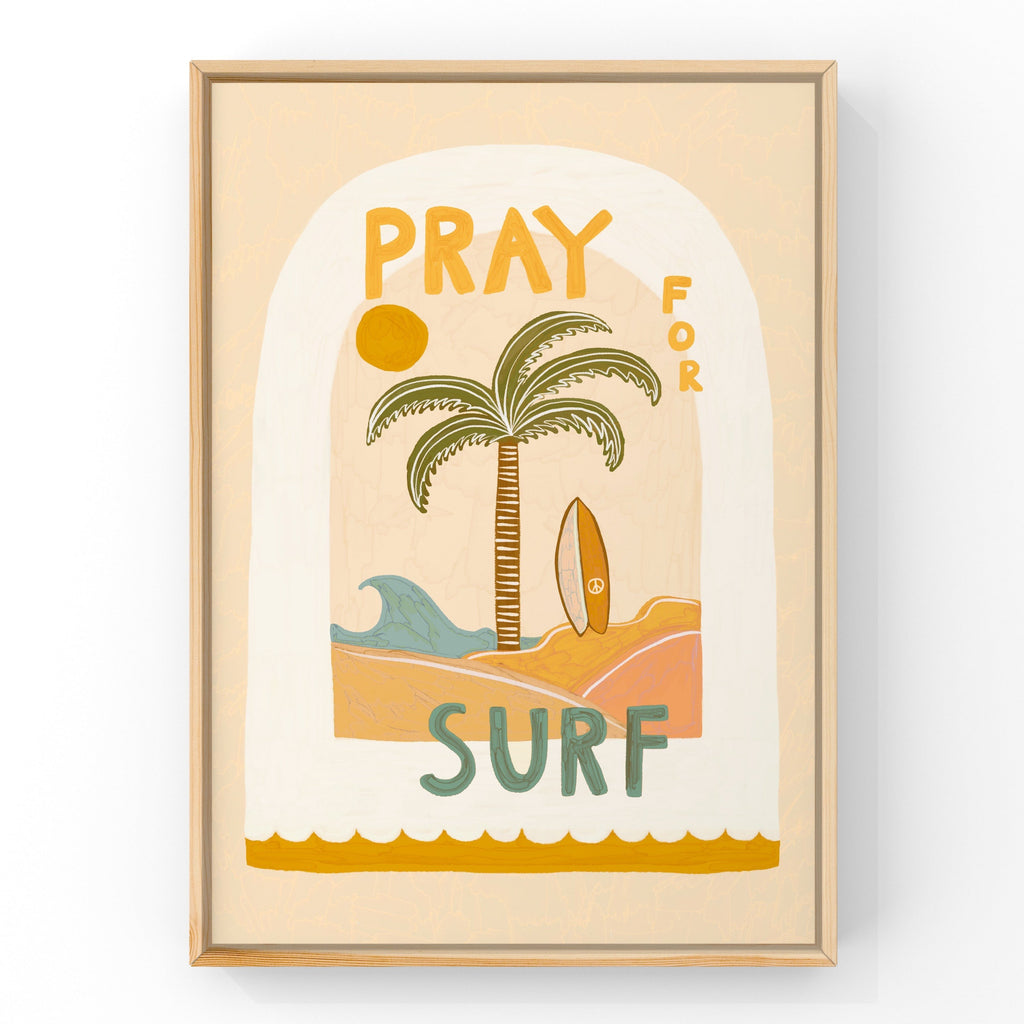 Vintage Pray for Surf by Little Peach & Pip | Art Print Art Prints Little Peach + Pip 